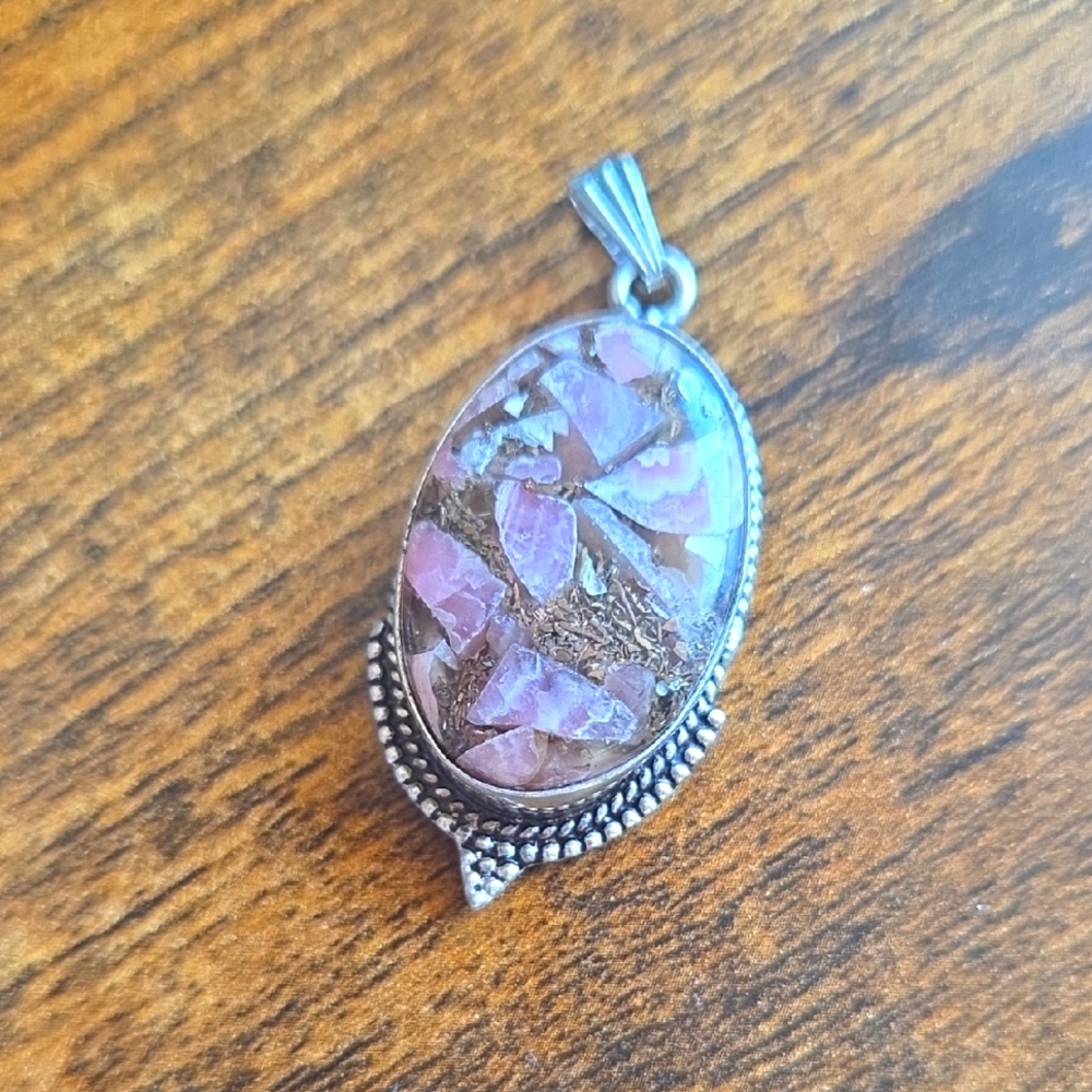 Silver Plated Brachiated Jasper Pendant
